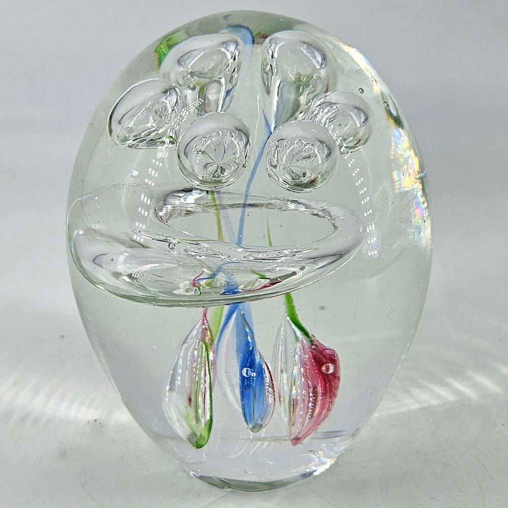 Glass Paperweight Controlled Bubbles Bullicante Joska Design Bavaria
